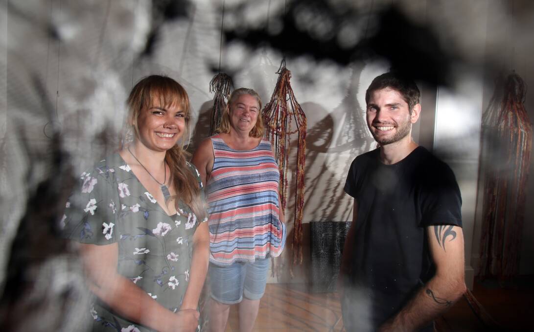CREATIVE: Artists Arkeria Armstrong, Janet Bromley and Troy Firebrace will be featured in a pop-up exhibition at Dudley House this weekend. Picture: GLENN DANIELS
