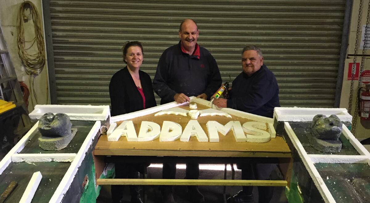 CREATIVE: Sally Sheppard, Vern Wall and Ray Smith create the family crypt for BTC's production of The Addams Family. Picture: CHRIS PEDLER