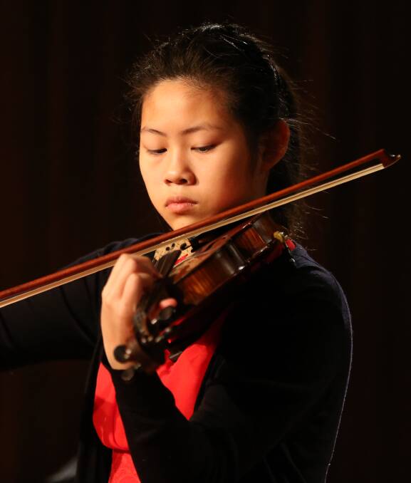 PERFORMANCE: Fourteen-year-old violinist Venus Yu finished third at the Leila Watson Memorial Championship at The Capital on Friday night. Picture: GLENN DANIELS
