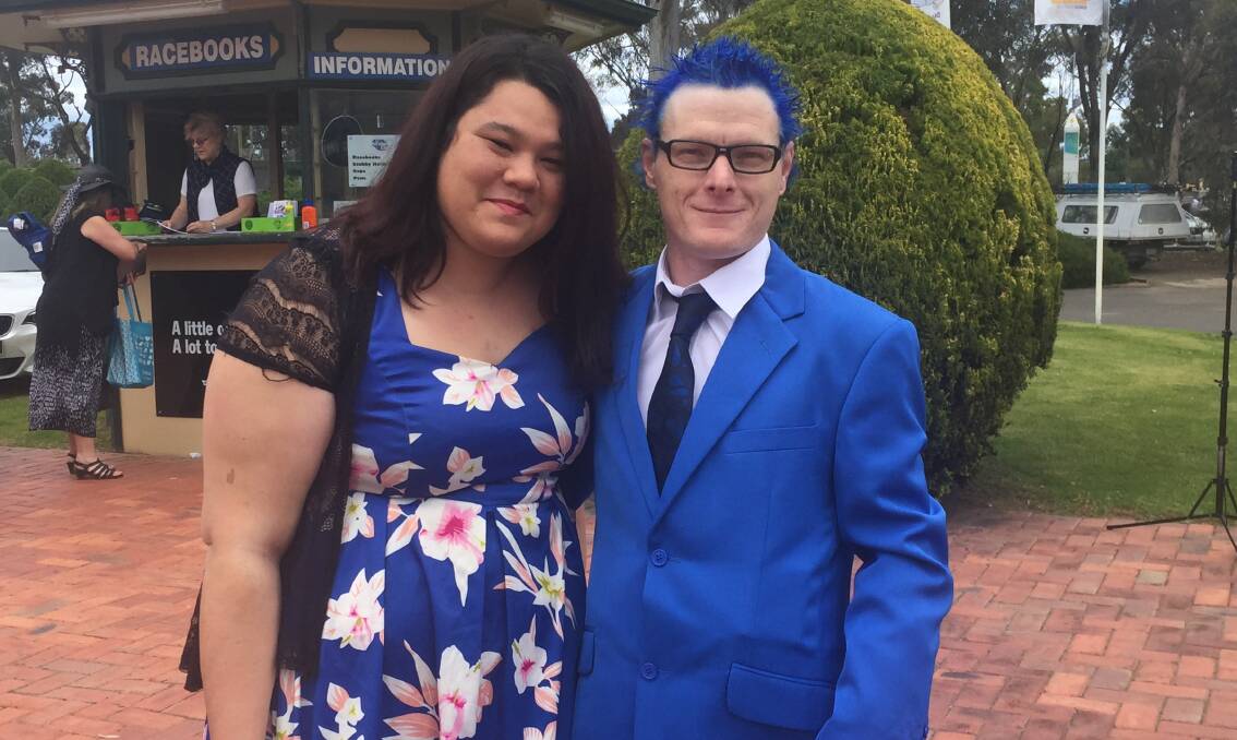 Jason Burt is hoping his cobalt colouring will get him noticed in the Fashions on the Field competition. 
Photo: Mark Kearney