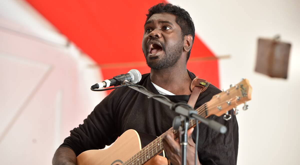 CAPTIVATING: Yirrmal performs at the Castlemaine State Festival launch on Wednesday. Picture: NONI HYETT