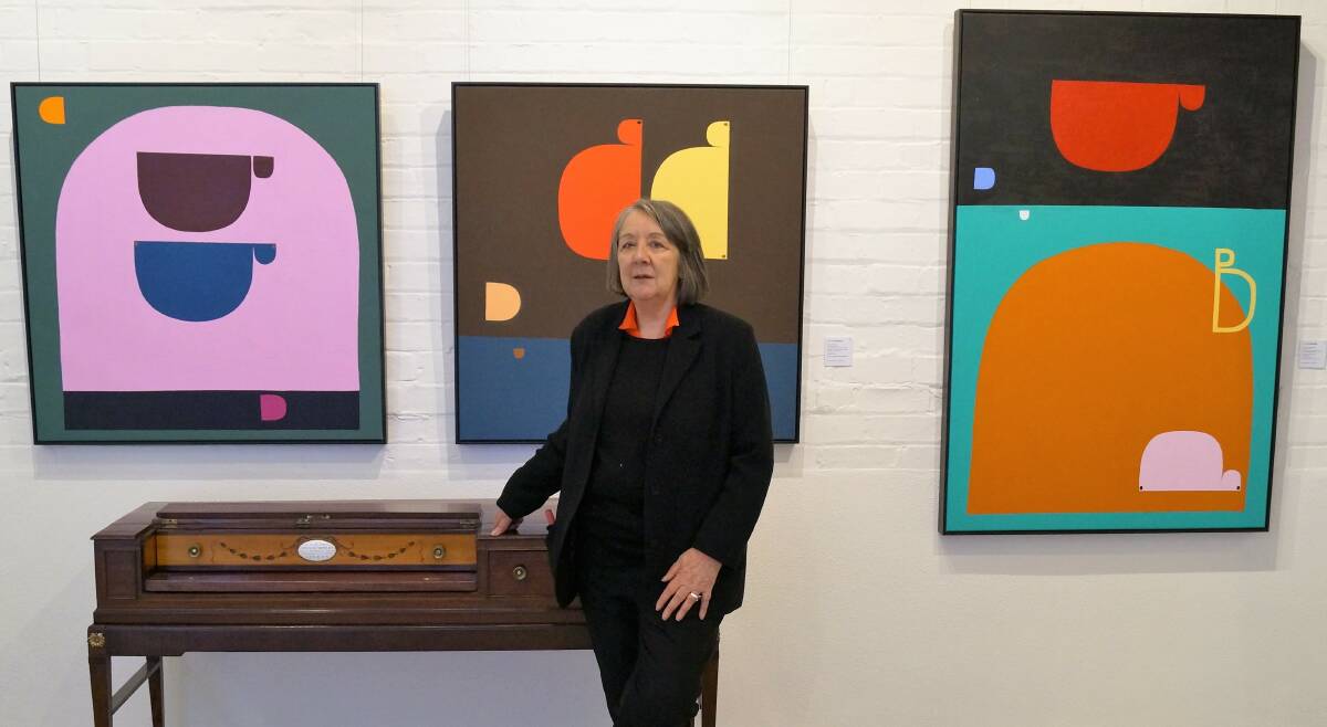 VISITING: Alcaston Gallery director Beverly Knight with some of the works that feature in the exhibition. Picture: CONTRIBUTED