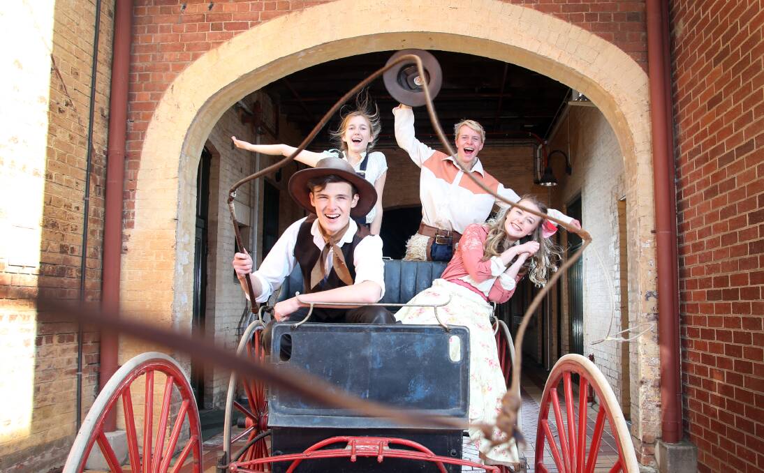 YEEHAW!: Mitch Hammer, Ashley Eadon, Eliza Turner and Tyson Peautagitama will star in Nexus Youth Theatre's production of Oklahoma. It opens at The Capital on July 21. Picture: GLENN DANIELS