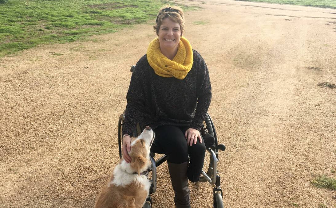 GRATEFUL: Lee Tobin with her border collie Pippa. Lee wanted to make sure she thanked the community for their contributions and donations to her and her family. Picture: CONTRIBUTED