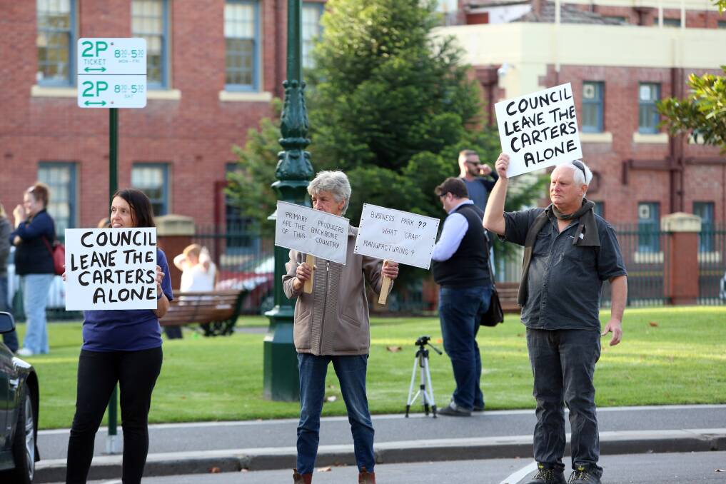 Supporters of the Carter family ahead of the April council meeting. Picture: GLENN DANIELS