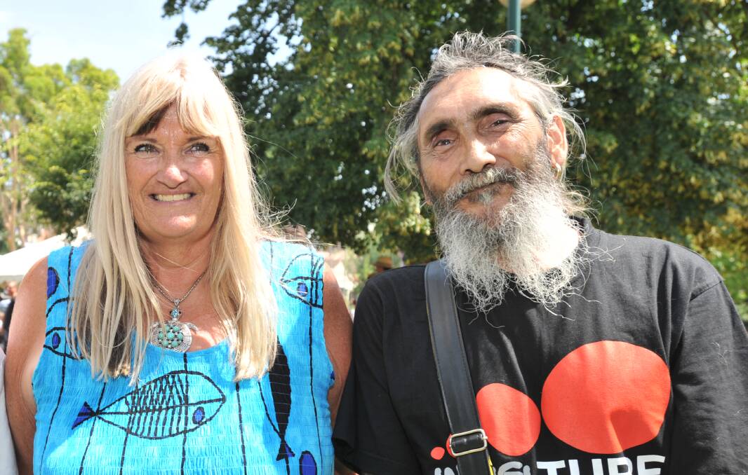 RECOGNITION: Aunty Julie McHale and Uncle Rick Nelson at Castlemaine's 2016 Australia Day event. Picture: NONI HYETT