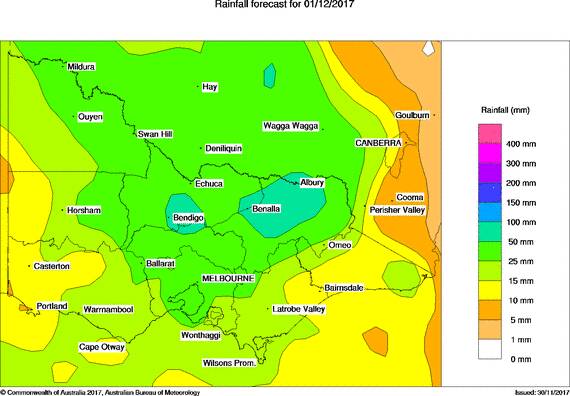 The rain forecast for today, issued at 6.29am. Picture: Bureau of Meteorology
