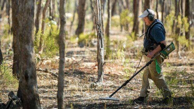 Retired banker from NSW John Nalder searches for gold.  Picture: EDDIE JIM