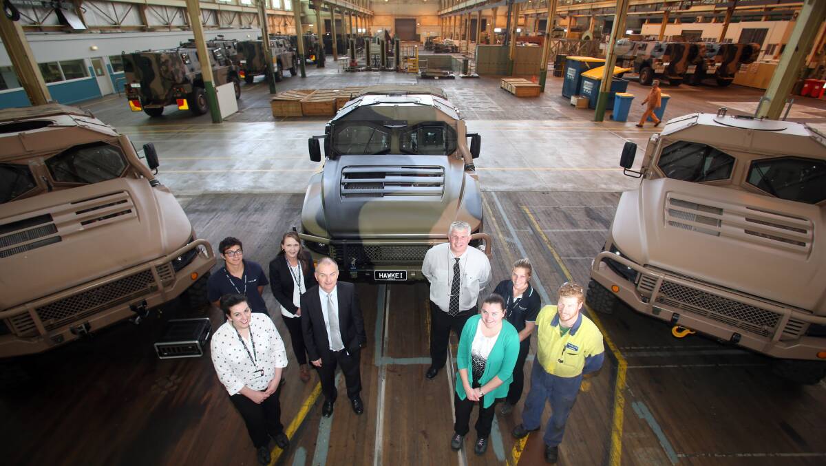 LOST OPPORTUNIY: Thales staff last year after the company won a contract to manufacture light armoured vehicles for the Australian Defence Force. The company has missed out on being shortlisted for another defence contract. Picture: GLENN DANIELS