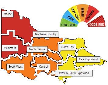 The fire danger ratings for Saturday. Picture: CFA
