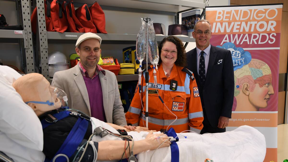 Bendigo Inventor Awards program director David Hughes, Bendigo SES deputy controller Natalie Stanway and La Trobe University's Bendigo head of campus Rob Stephenson are looking forward to what might come out of the Hack for Humanity.