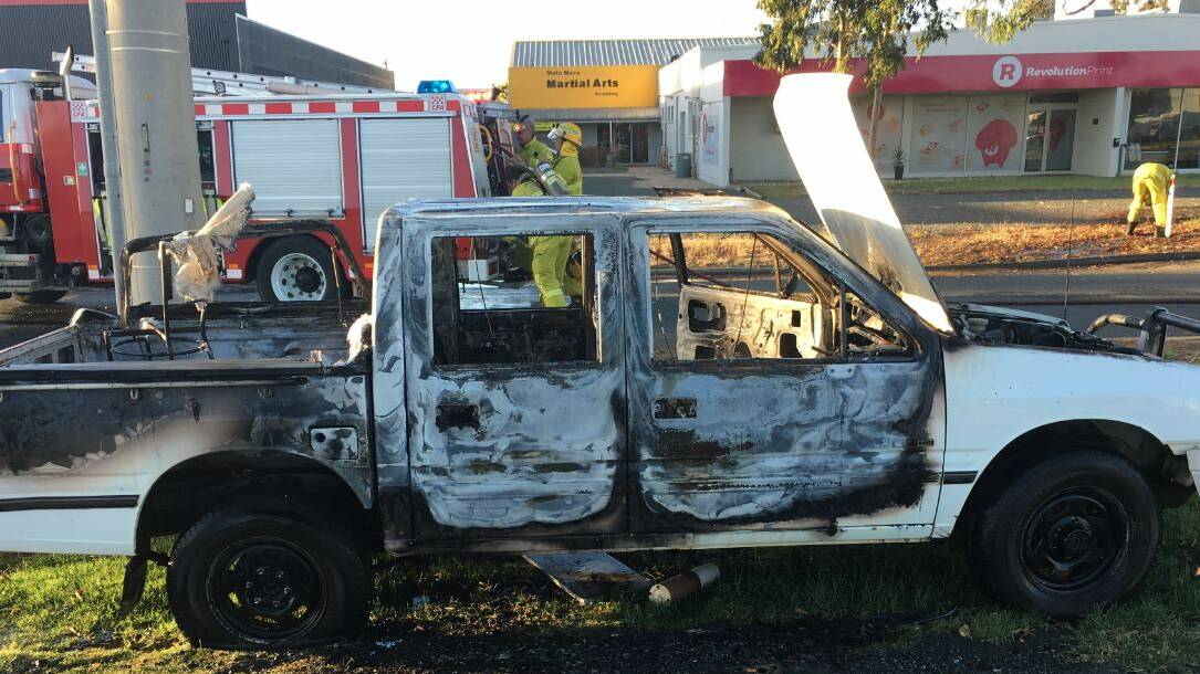 The torched ute.