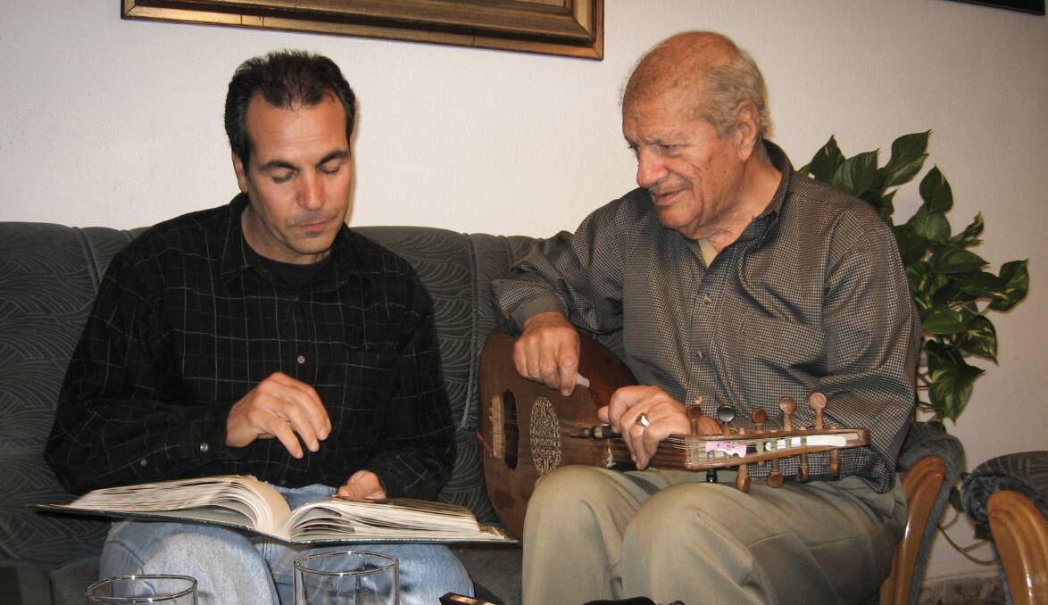 TAEL: Majid Shokor, left, with Elias Shasha, one of the people he meets on a journey to discover the stories behind Iraq's music. 