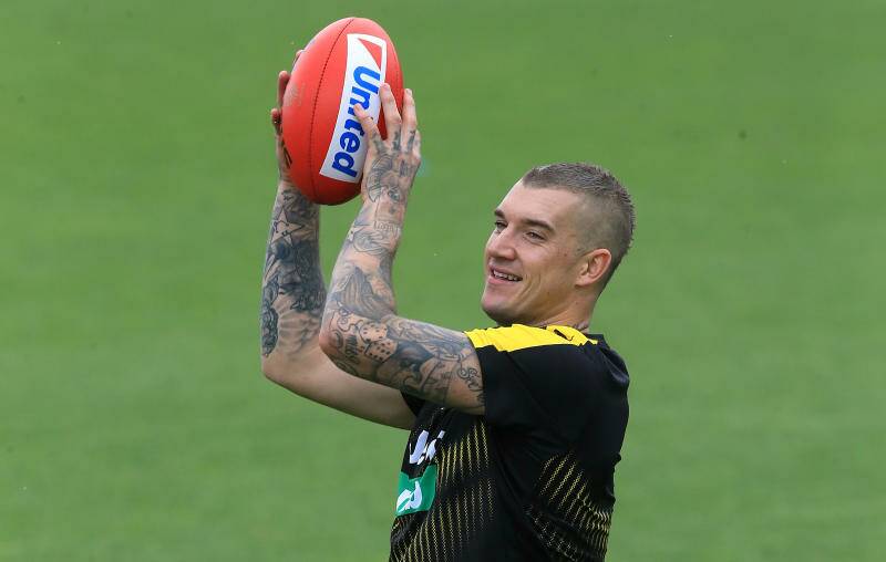 HOMEGROWN TIGER: Dustin Martin participates in pre-season training with the Tigers. Picture: WAYNE LUDBEY