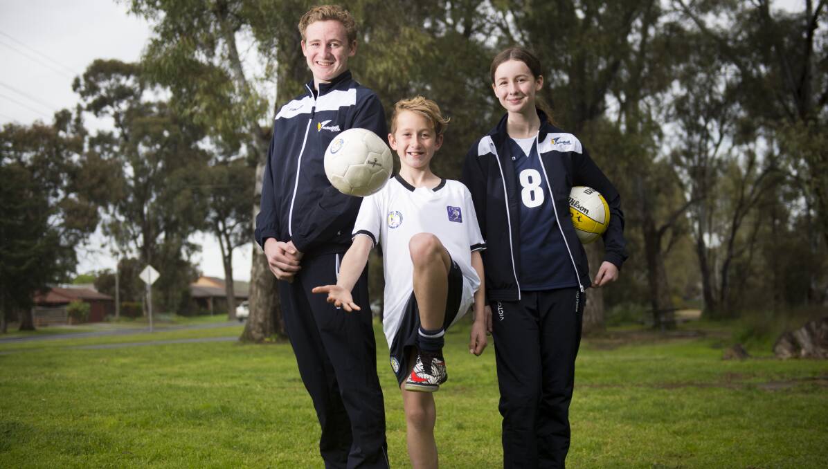 BRISBANE BOUND: Sam, Mac and Zoe Hilson will represent Victoria in their chosen sports in Queensland next week. Picture: DARREN HOWE