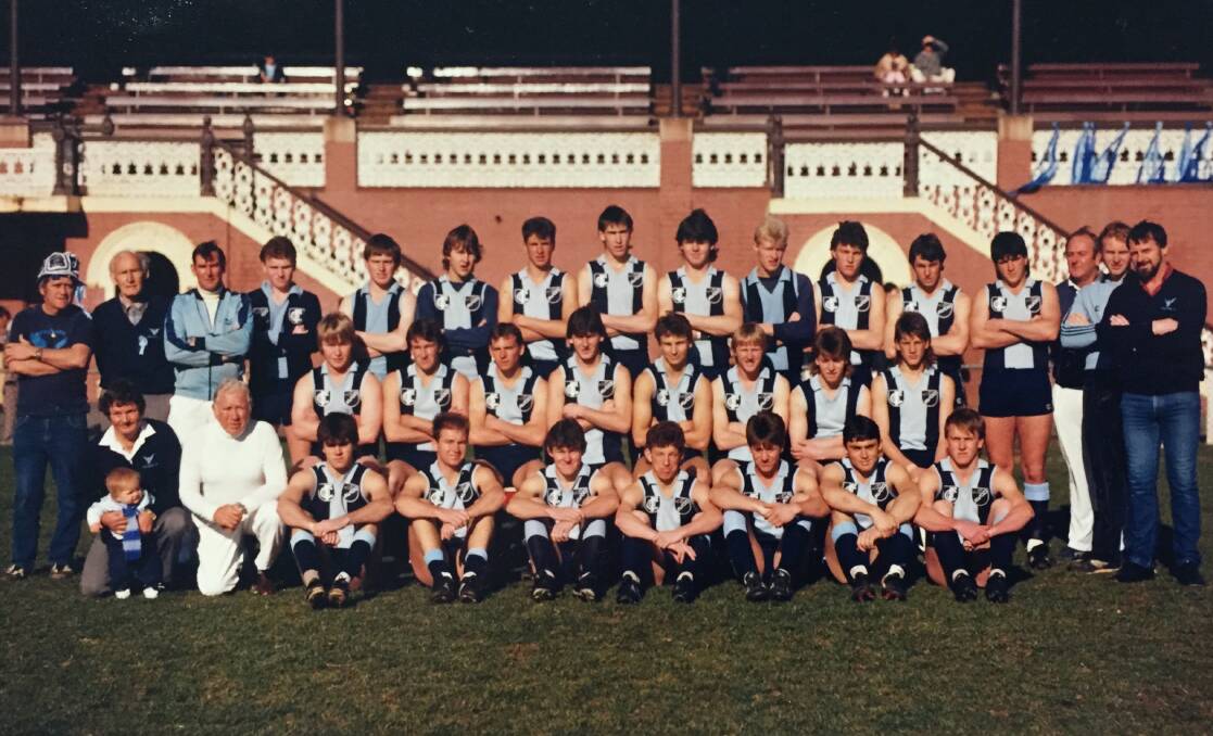 MEMORIES: Eaglehawk's 1987 under-18 premiership team, with coach Alan Gordon (back, right). Team manager Joe Benbow is pictured front, left.