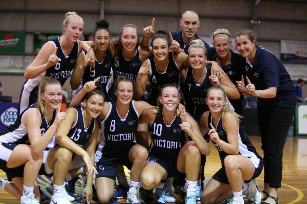Victoria's title-winning under-20 national basketball champions, including Ahlise Hurst and Kara Tessari. Picture: BASKETBALL VICTORIA