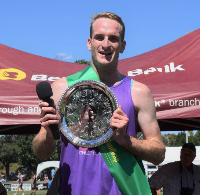 STIRRING WIN: Glenn McMillan following his emphatic victory in the open 1600m final at Princes Park on New Year's Day. Picture: KIERAN ILES