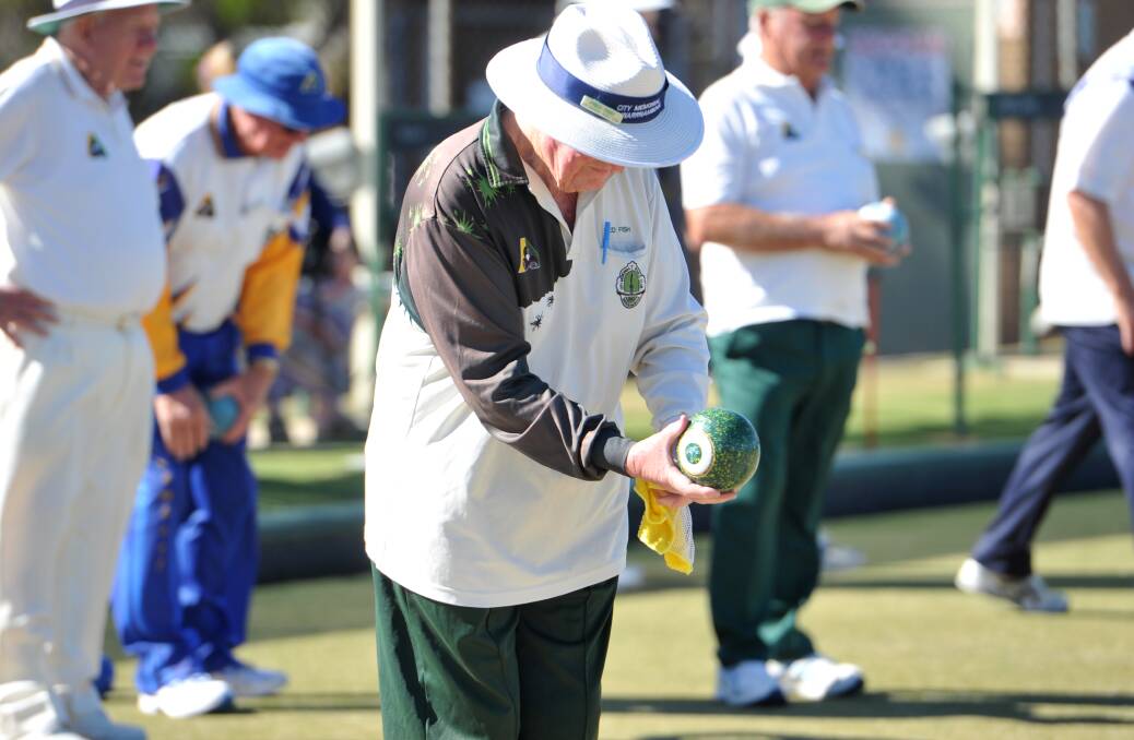 Fred Fish is a picture of concentration on the greens at Kangaroo Flat.