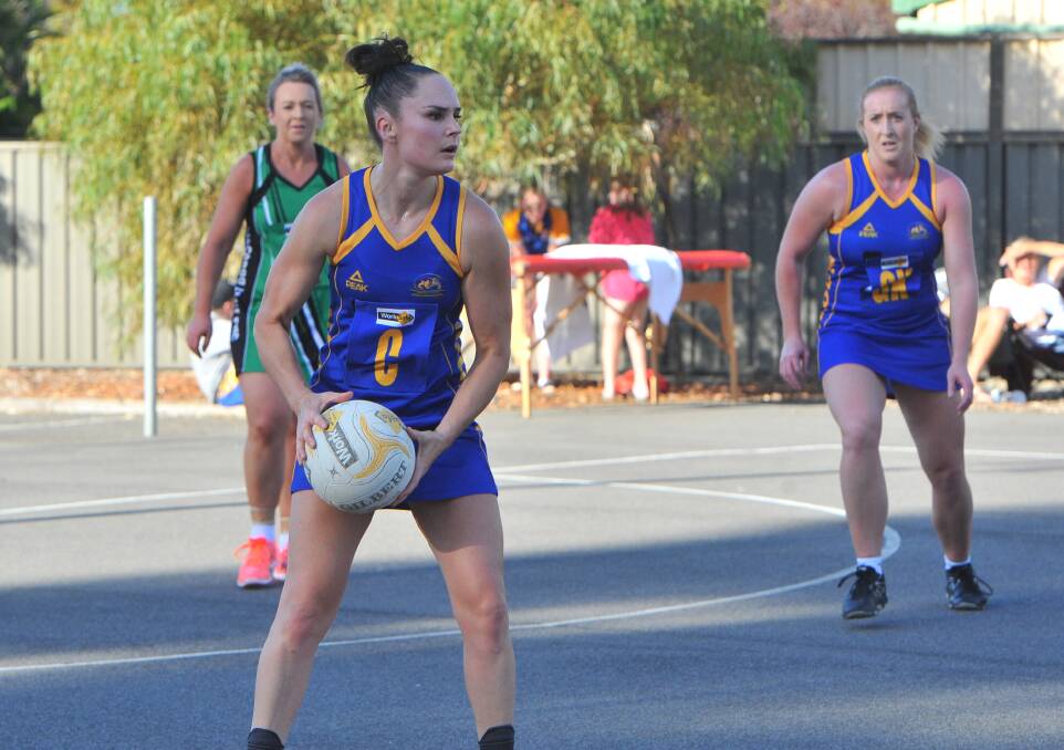CHANGING OF THE GUARD: Kelly Wilson is adapting to life on the netball court and was one of Golden Square's best on Saturday against Kangaroo Flat. Picture: ADAM BOURKE