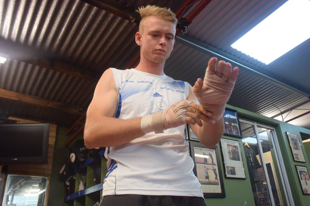 Matt Hall prepares for training at the Vinton Street Gym. Picture: KIERAN ILES