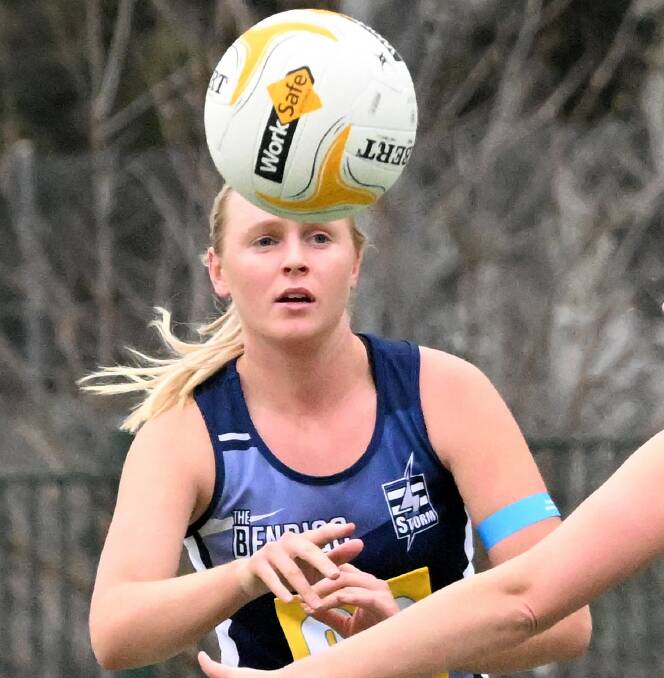 Emmie Banfield was a pillar of strength in defence for Strathfieldsaye in Saturday's 20-goal win over Golden Square. File picture by Darren Howe