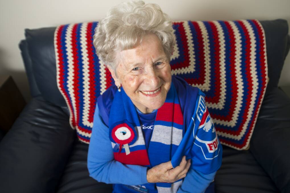 BULLDOG THROUGH-AND-THROUGH: Betty Ready will be cheering her boys on today from home as they take on Sydney at the MCG.Picture: DARREN HOWE