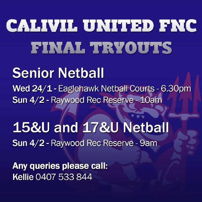 Calivil United announces netball tryout dates