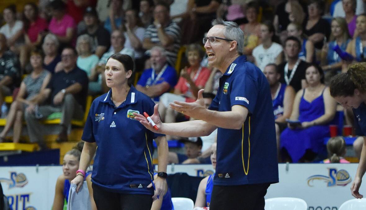 Assistant coach Andrea Walsh and coach Simon Pritchard on the sidelines during Sunday's game. Picture: DARREN HOWE