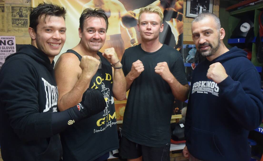 Brad Morgan, Peter Natoli, Matt Hall and promoter Lynden Hosking are pumped for the next installment of Battle on the Goldfields. Picture: KIERAN ILES