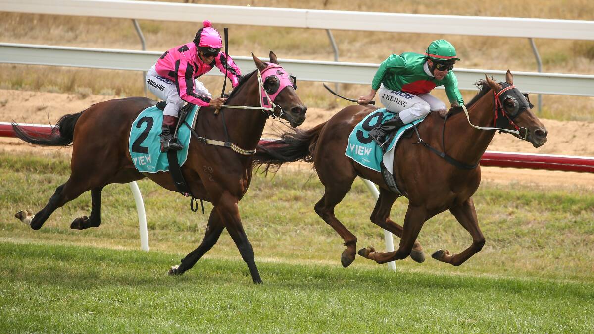 SUCCESS: This Horse Here, ridden by John Keating, wins the 1300m maiden plate at Ararat Racecourse last Friday. Picture: PAT SCALA/RACING PHOTOS via GETTY IMAGES