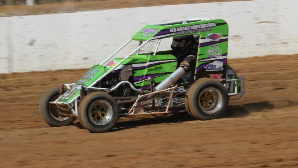 Shepparton's Geoff Meyers is among the contenders for the Victorian compact speedcar title at Rushworth Speedway on Saturday night. Picture: VERN PARKER