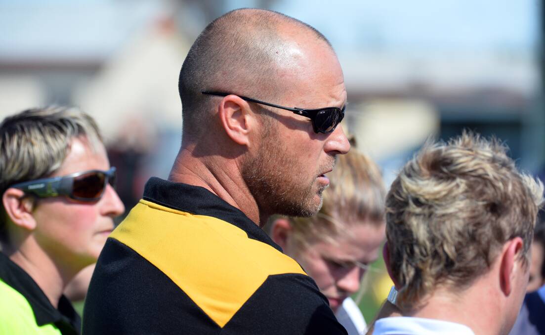 Craig Riddiford addresses his players during a 2015 season game. Picture: LIZ FLEMING
