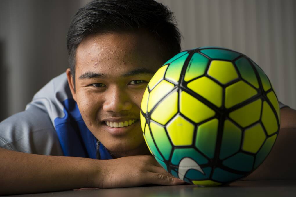 KICKING GOALS: September Htoo Moo is chasing dreams on the soccer field with Bendigo City FC, at school at BSE College and in life. Picture: DARREN HOWE