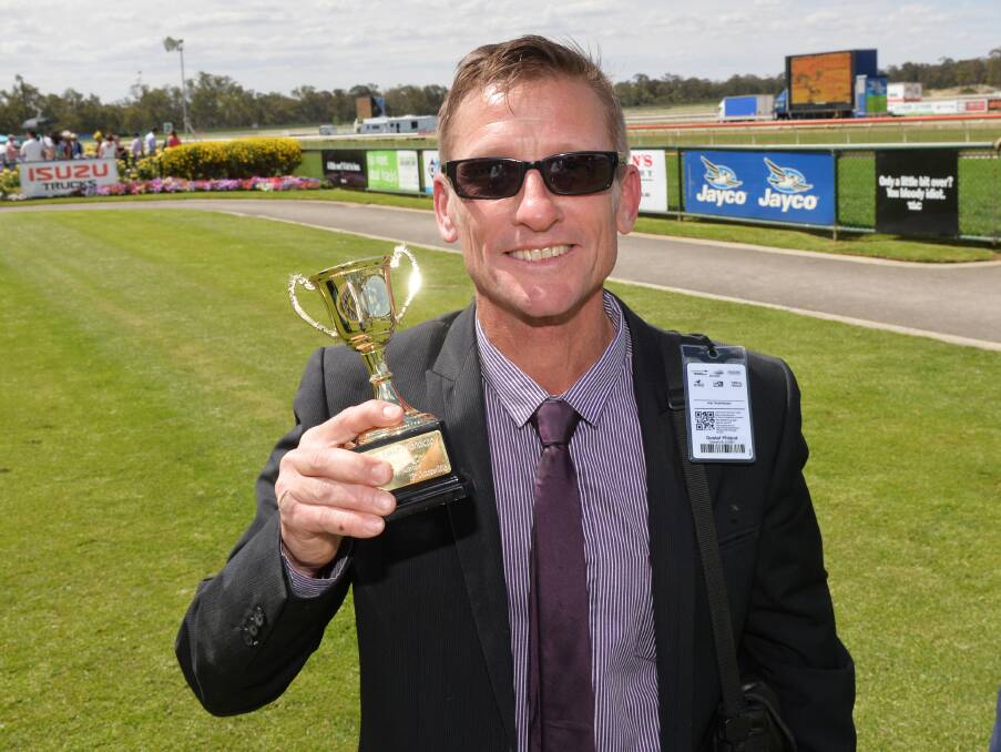 Gus Philpot completed a successful day for Bendigo trainers with a win with Shadowofyoursmile. Picture: DARREN HOWE