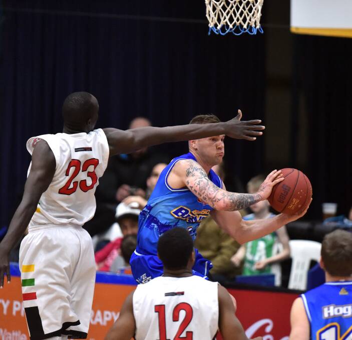 BRILLIANCE: Jeremy Kendle was a standout for the Bendigo Braves in their SEABL east conference semi-final win against Brisbane Spartans at Bendigo Stadium. Picture: GLENN DANIELS