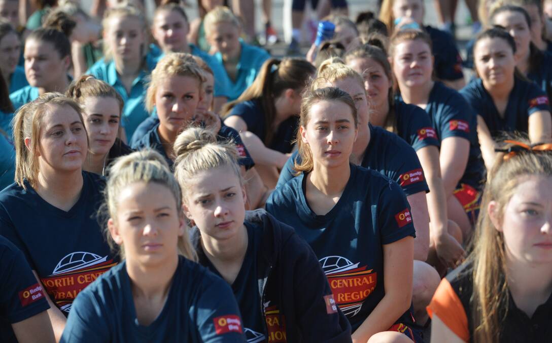 North Central players at the start of the 2015 State Titles in Bendigo.