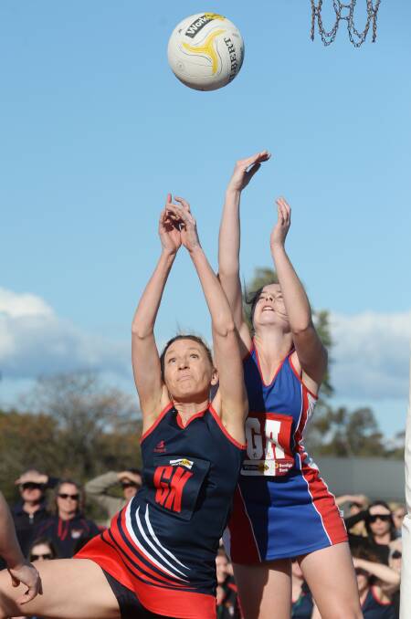 Calivil United co-coach Tegan Redwood in action for the Demons.