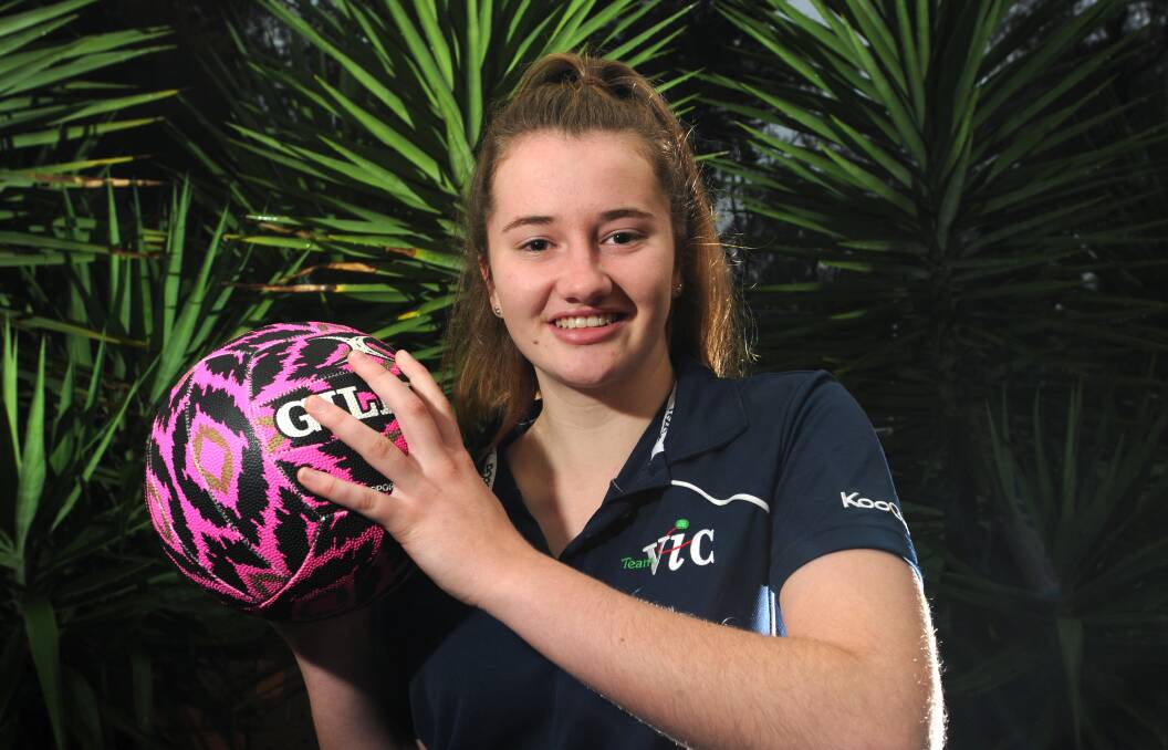 Ruby Barkmeyer is preparing to represent Victoria's 15-and-under team at the School Sport Australia Netball Championships in Adelaide next month. Picture: NONI HYETT
