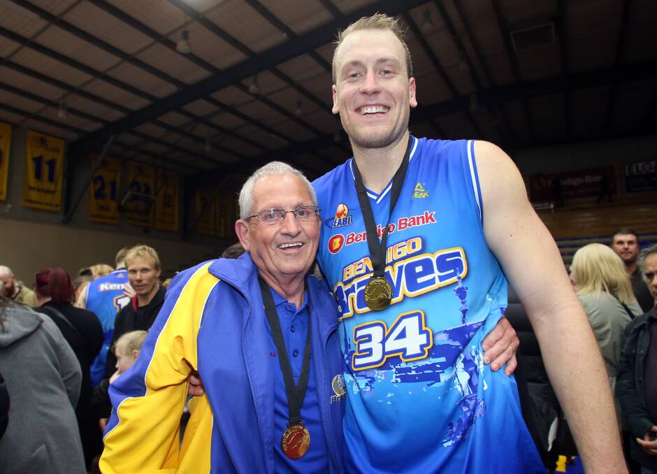Matt Andronicos celebrates after the Braves clinch a SEABL east conference championship. Picture: GLENN DANIELS
