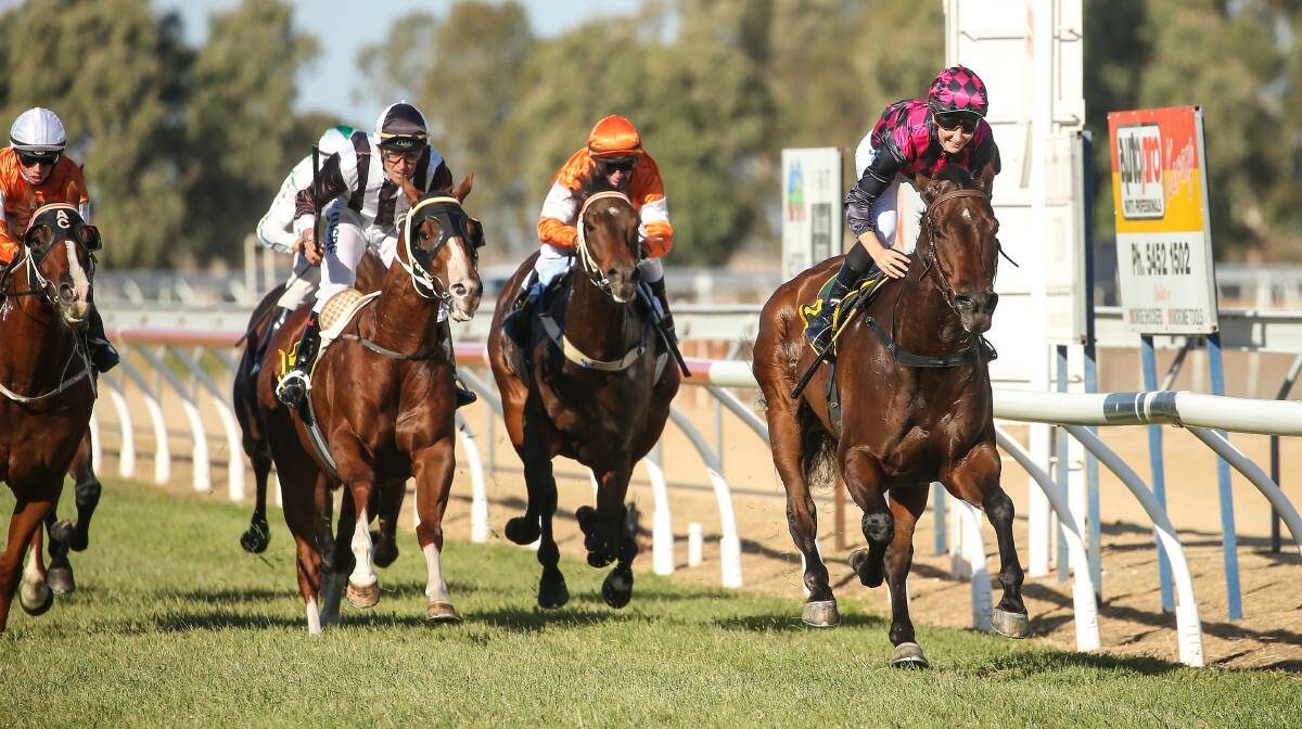 Bendigo jockey Kassie Furness pilots Tennessee Lad to victory for trainer Kym Hann on Easter Saturday at Kerang. Picture: GETTY IMAGES