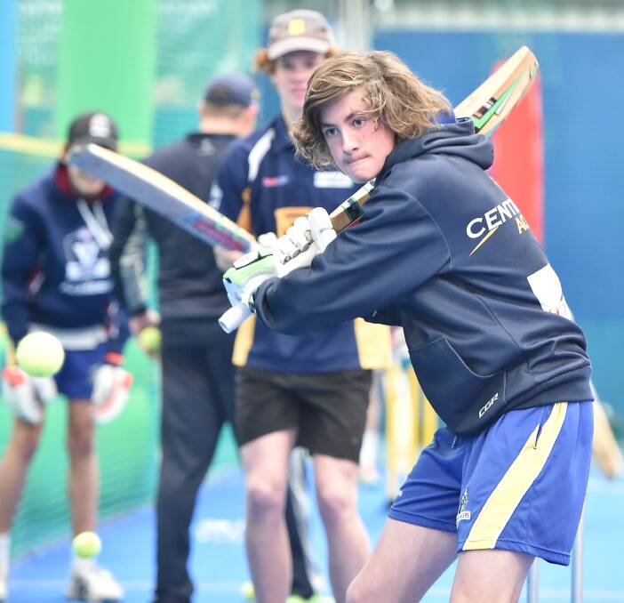 FOCUSED: White Hills and Northern Rivers cricketer Jarrett Miles plays a shot during a Diamonds in the Bush high-performance training session. Picture: DARREN HOWE