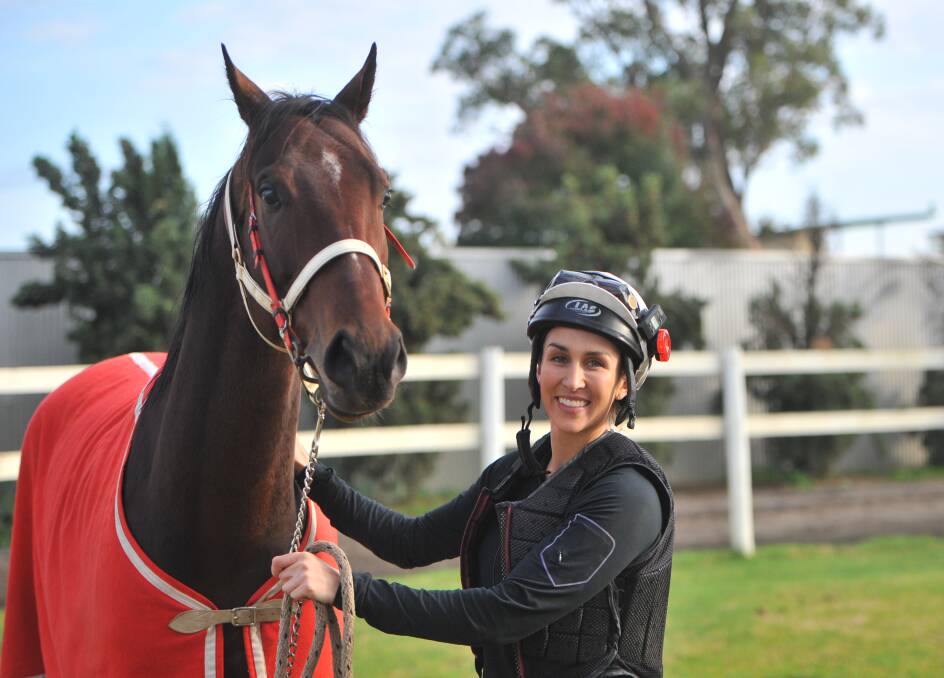 Courtney Pace with Fold, who provided the Bendigo jockey-trainer with her first success in the training ranks. Picture: KIERAN ILES