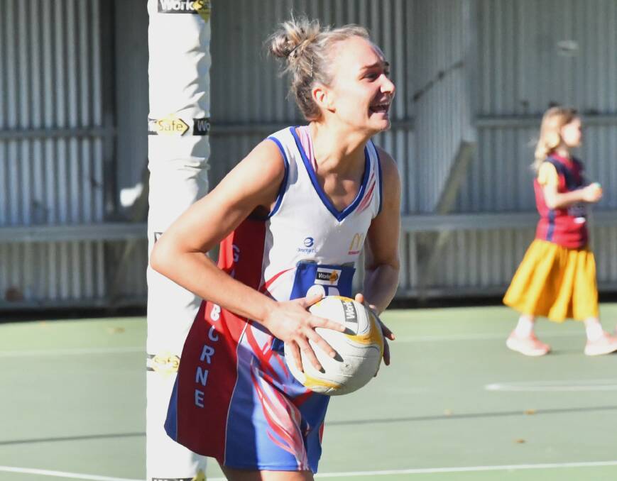 Maddy Stewart returned for her first game for Gisborne since the 2022 preliminary final in Saturday's win over Sandhurst at the QEO. Picture by Adam Bourke
