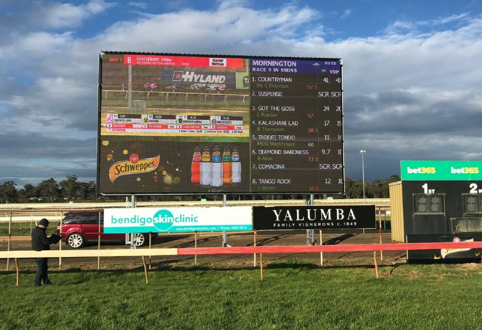 RACING MADE EASIER: The Bendigo Jockey Club has unveiled its new big screen. The innovation is sure to prove popular at this year's Bendigo Cup meeting, which will be run on November 1. Picture: Contributed