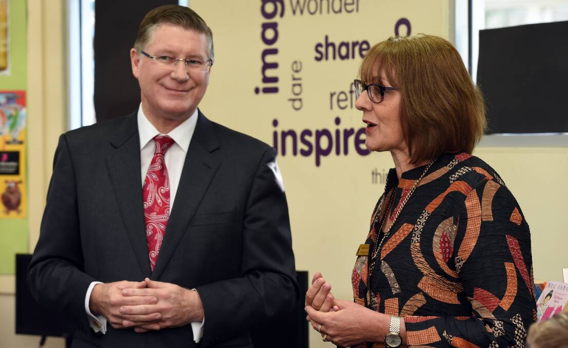 Denis Napthine makes a funding announcement at Wedderburn College during his time as Premier in 2014.