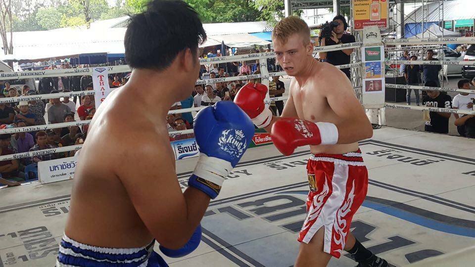 Matt Hall in the ring in Thailand.
