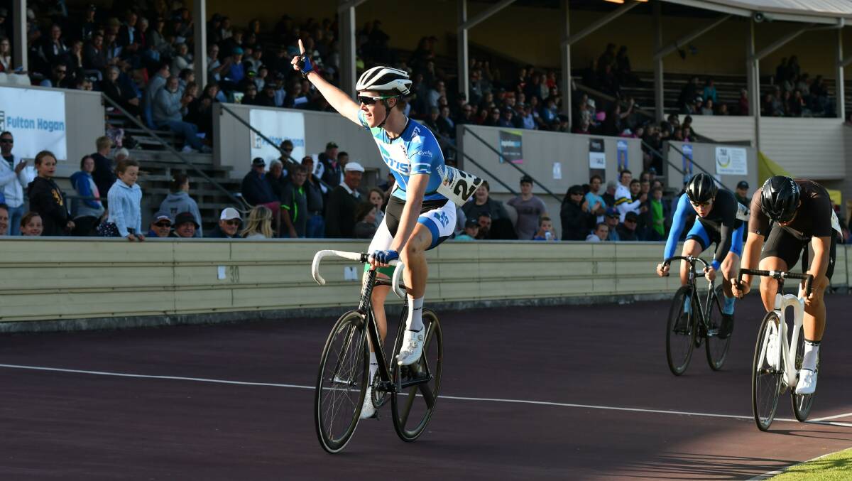 BENDIGO BOUND: Zach Gilmore, who is rising in Sunday's madison, wins the 2017 Mersey Wheel at the Devonport Carnival in December. Picture: THE ADVOCATE