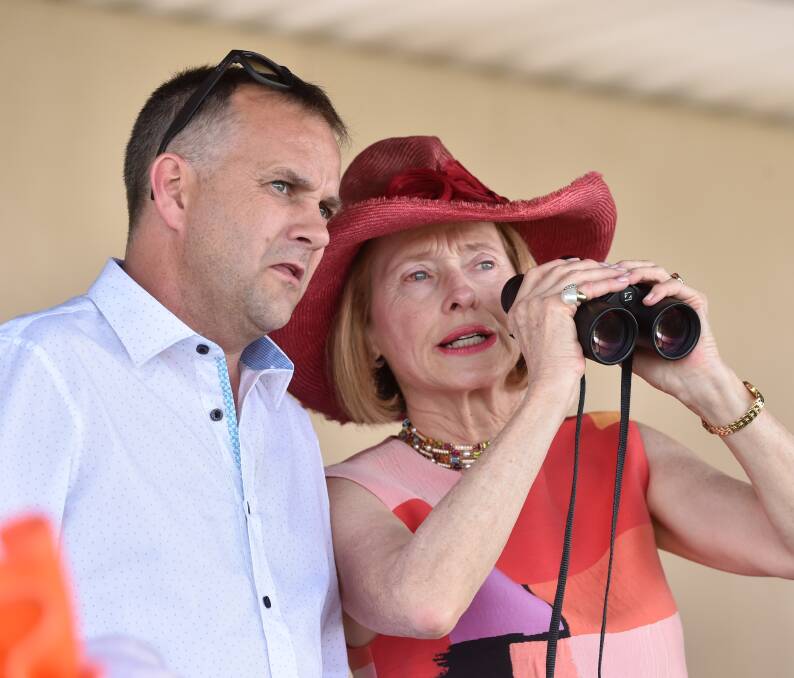 Gai Waterhouse keeps an eye on the fortunes of The Offer in the Bendigo Cup. Picture: GLENN DANIELS