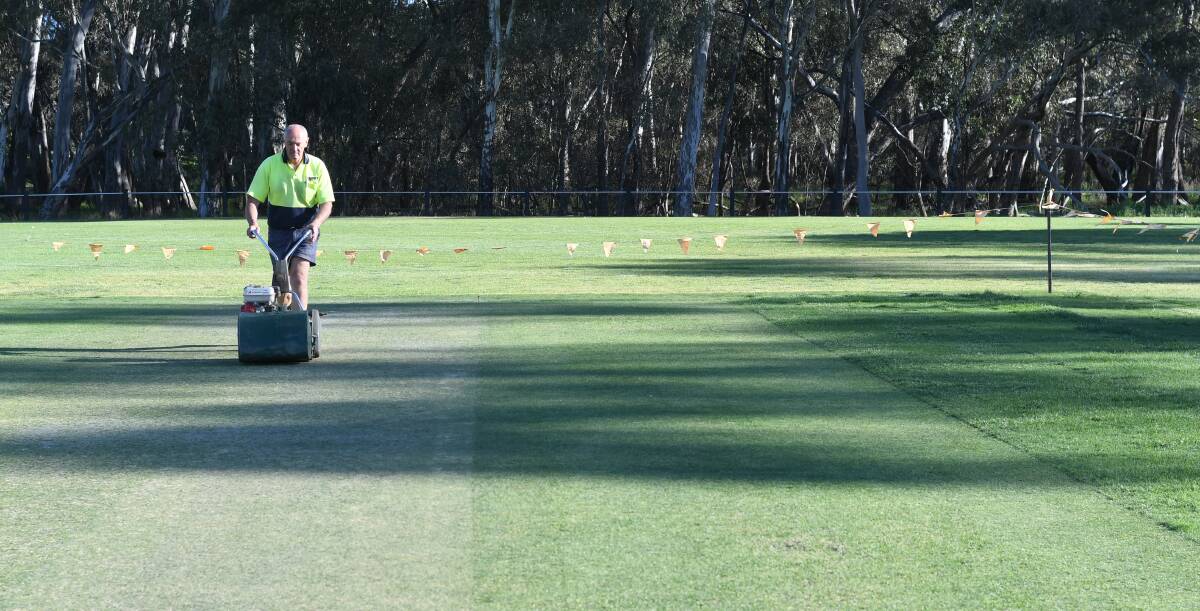 CUT GRASS: Strathdale-Maristians’ curator John Hewitt has the luxury of no football being played on his cricket square during the winter. Picture: NONI HYETT